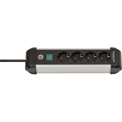 Brennenstuhl 1391030400 regleta aluminio negro plata (1/4)