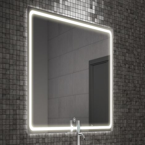 Miroir éclairage LED de salle de bain VELDI avec interrupteur tactile - 70x80cm (1/4)