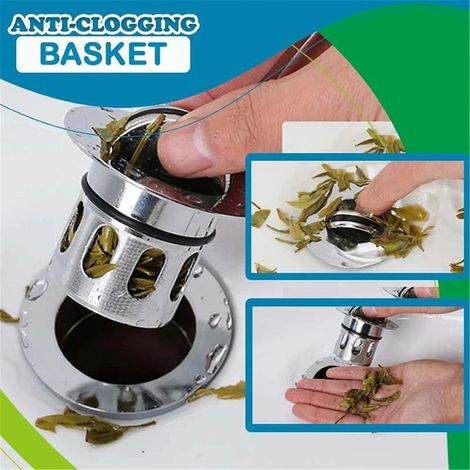 Colador de desagüe basculante para lavabo, escurridor antiexplosión de acero inoxidable, escurridor antiatascos para lavabo y fregadero de baño. (1/5)