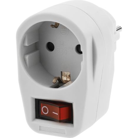 BeMatik - Prise Schuko 220VAC Blanche avec Interrupteur (1/5)