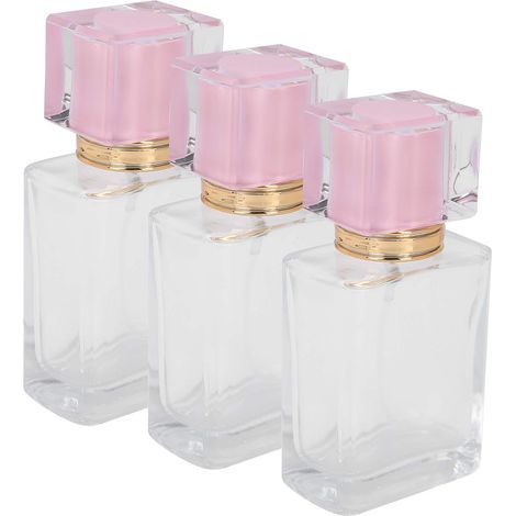 Flacon de parfum rechargeable de 50 ml en verre transparent, liquide, grand vaporisateur vide de voyage, rechargeable (rose) (1/5)