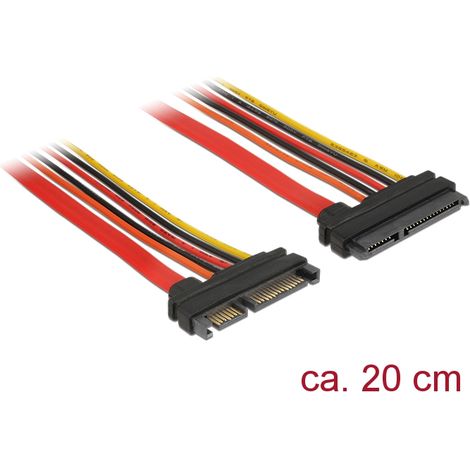 Delock enchufe de 22 contactos sata 6 gb/s con alargador  toma de 22 contactos sata (3,3 v + 5 v + 12 v) 20 cm