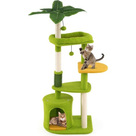 Tiragraffi per gatti con piattaforme e tiragraffi, 122 cm