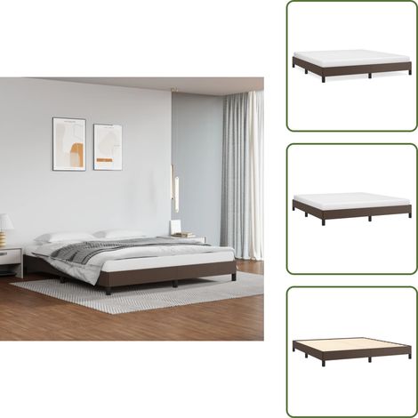 Cadre de lit sans matelas marron 180x200 cm similicuir - Cadre De Lit - Lit Double - Similicuir - Meuble Chambre - Literie - Cadre De Lit - Cadres De Lit - Lit - Meubles De Chambre À Coucher (1/5)