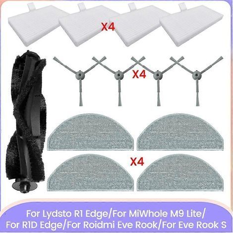 Pièces détachées pour Lydsto R1 Edge/MiWhole M9 Lite/R1D Edge/Roidmi Eve Rook/Eve Rook S : brosse principale, filtre HEPA et chiffon de nettoyage. (1/5)