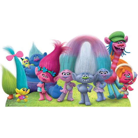 Figurine en carton Les Trolls Groupe 8 personnages Hauteur 81 cm (1/5)