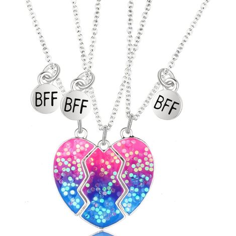 3 Pcs BFF Colliers, Meilleurs Amis Amitié Chaîne Collier, Amitié Pendentif Collier , Collier Best Friends, Anniversaire Cadeaux Chaîne Pendentif Cadeaux pour Filles (1/5)