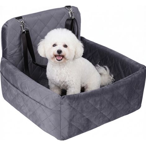 Autositz für Haustiere – Transporttasche für Hunde und Katzen, dick mit Baumwolle gepolstert – rutschfester Boden – sicher und komfortabel – 41 x 45 x 36 cm, Dunkelgrau (1/5)