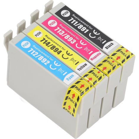 Les cartouches d'encre pour imprimante T0711/T0712/T0713/T0714 sont des cartouches d'encre 4 couleurs avec remplissage d'encre, adaptées aux imprimantes D78/D92/D120/DX4000/DX4050/DX4400/DX4450/DX5000 (1/5)