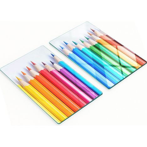 Taglieri da cucina in vetro con grafica a matite colorate, 2x30x52 cm (1/5)