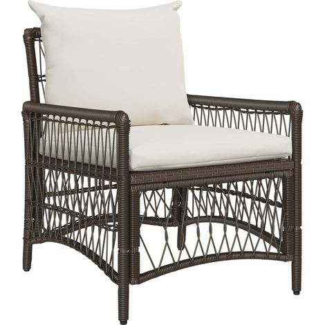 Gartenstuhl mit Kissen Braun 73 x 61 x 77 cm Poly-Rattan