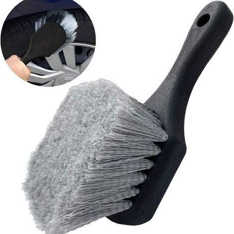 Brosse de nettoyage pour pneus, adaptée aux jantes de voitures, camions, motos et scooters, brosse de polissage pour pneus, poignée ergonomique, élimine la saleté, la graisse, la poussière de frein et