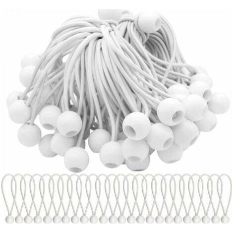 QORVA-Confezione da 50 corde elastiche con palline Corde elastiche Palline elastiche pour tendon, tendon, striscioni e teloni, 15 cm (1/4)
