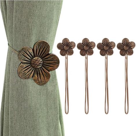 Set di 4 fermatende magnetici retrò: design con fiori di albicocco giapponesi，Marrone caffè (1/4)