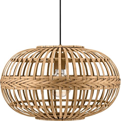 Eglo Pendelleuchte Amsfield braun Holz Ø 38 cm E27, max. 60 W Deckenlampen & Kronleuchter (1/5)