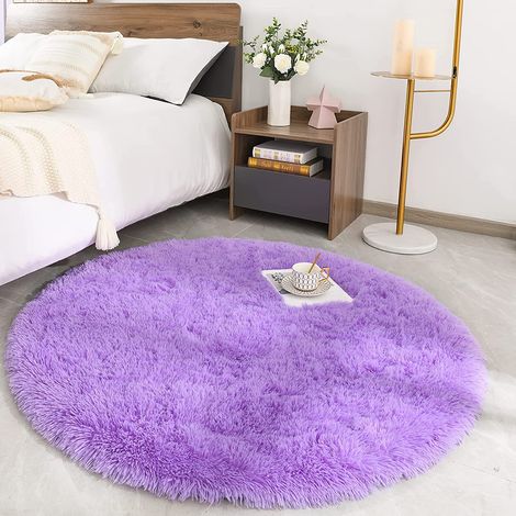 Tapis rond shaggy ultra doux 150×150cm rose salon chambre enfant (1/5)