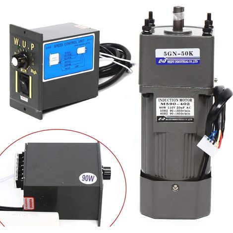 Getriebemotor Elektromotor Wechselstrom 90W 220V Einphasig Hohe Drehmomente Einstellbarer mit Drehzahlregler, 1:50(50K) (1/5)