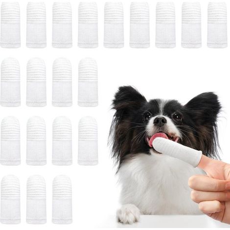 Cepillos de dientes perros (20 unidades), Cepillos dientes tela suave perros, Cepillos dientes lavables mascotas, Lavables reutilizables, Blanco (1/5)