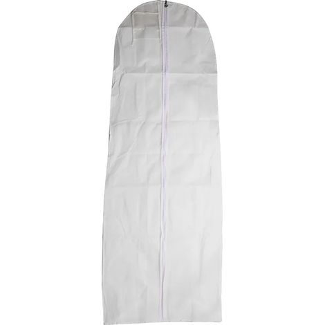 Custodia per abito da sposa, antipolvere, borsa portaoggetti pieghevole, 2 pezzi, bianca (1/2)