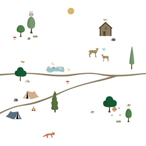 Sticker Mural Grande Frise Balade en Foret 6m (1/5)