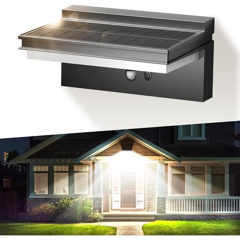 Solar-Außenleuchte mit Bewegungsmelder, 4400 mAh, 1500 lm, sehr helle Außenwandleuchte, IP65 wasserdicht, 4 Modi für Garten, Garage, Kaltweiß [Energieklasse A] (1/5)