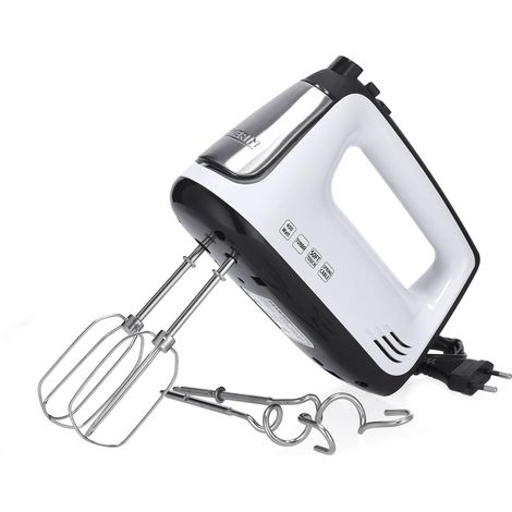 SEVERIN Batteur électrique 400 W, Fouet électrique avec 5 vitesses, fonction turbo et poignée Soft-Touch, Batteur mixeur livré avec 2 fouets et 2 crochets de pétrissage en inox, HM 3830 (1/5)