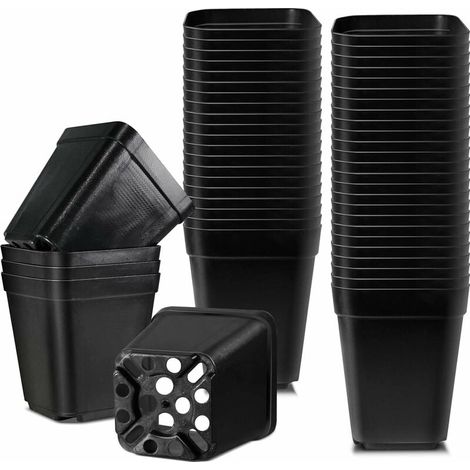 100 pots de semis carrés réutilisables (5,5 cm), pour pépinière/repiquage/culture intérieure/extérieure (1/4)