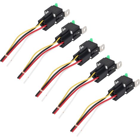 Kit de 5 relais automobiles 12 V CC 30 A à 4 broches et 4 fils avec embases de verrouillage pour véhicule (1/5)