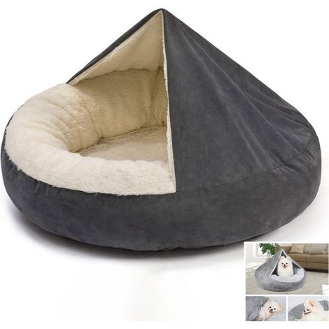 Cuccia per cani con rivestimento. Cuccia rotonda con coperta e cappuccio. Cuccia morbida e calda. Dimensioni: 80 x 80 cm, adatta ad animali di taglia media e grande. (1/5)