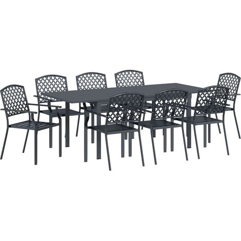 Maison Exclusive - Set da Pranzo per Giardino 9 pcs Antracite Acciaio