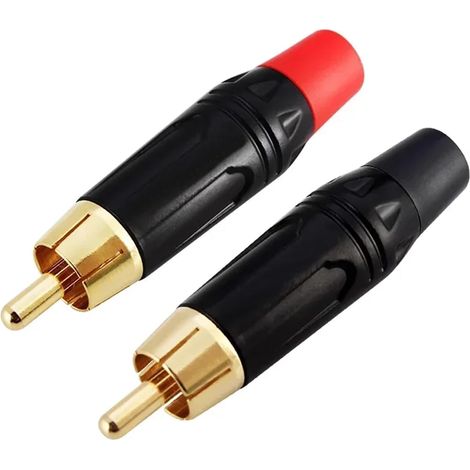 2 Pcs Fiches RCA, connecteurs mâles à souder plaqués or pour audio phono, connecteur de câble jack RCA (1/5)