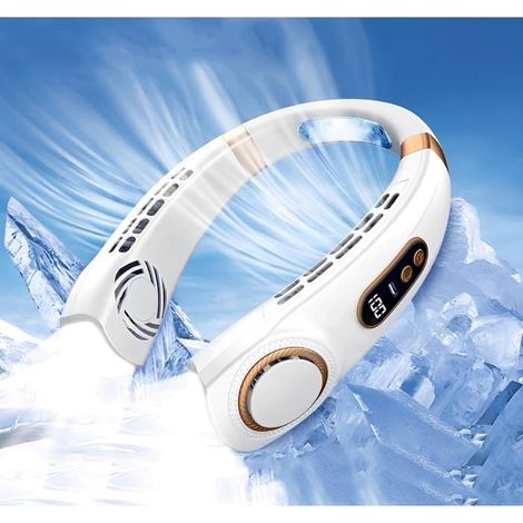 Ventilateur de Cou Portable,Ventilateur USB Silencieux Sans Pale,Petit Ventilateur Cou Batterie 4000mAh,5Vitesses,pour (1/5)