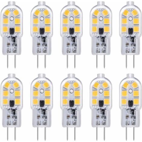 Ampoule G4 LED 12V 2W Blanc Froid 6000K, 200LM, Équivalent Halogène G4 Bi-pin 10W 20W, LED Lampe G4 12V AC/DC pour Camping Car/Hotte Cuisine, non-dimmable, lot de 10 (1/5)