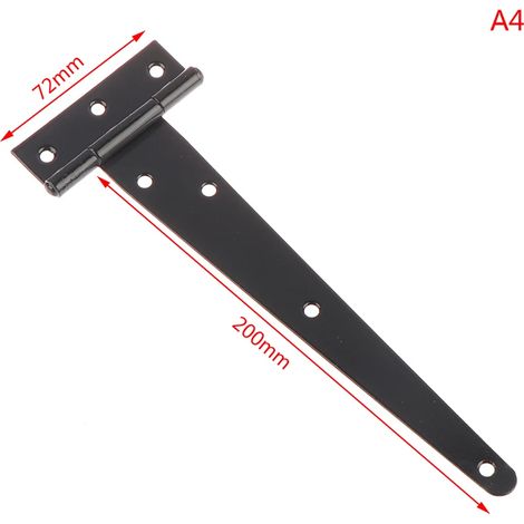 (A4) Quincaillerie pour charnières triangulaires en forme de T peintes en noir, pour portes et portails en bois de placards et abris de jardin. (1/5)