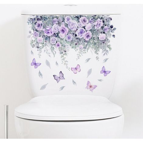 Autocollants pour abattant de toilettes, adaptés à la décoration du réservoir de salle de bain, avec des motifs de plantes (1/5)