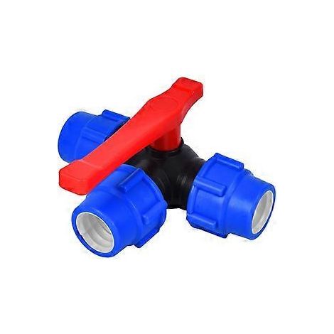 Vanne à bille d'arrêt, raccord rapide 32 mm, vanne à bille à trois voies, raccord en T pour tuyau PVC/PE (taille : 32 mm) (1/4)