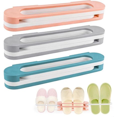 Porte Chaussures Mural,Organisateur Chaussures avec sans Percer Autocollant ou Percer pour Différentes Chaussure,Rangement Chaussure Porte 3 en 1 avec Adhésif pour Chambre Salon (1/5)