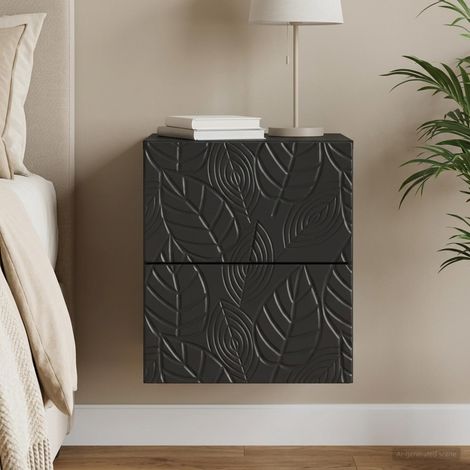 vidaXL Mesita de Noche de Pared Negro 34,5 x 33 x 40 cm (1/5)
