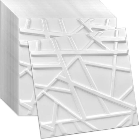 Panneau mural et plafond 3D blanc en polystyrène 50x50 cm – décoration élégante, montage facile, lot de 20 pièces (5 m²)