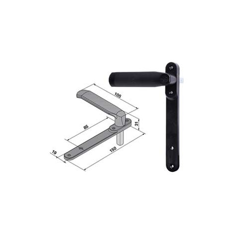 MANIGLIA CON PLACCA PER SERRAMENTI SERIE 086 PER CILINDRO A CROCE- - (086.01.04.0) - 1 pezzi WELKA