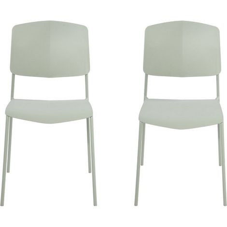 Academy Kitchen Chairs (Set of 2) - Plastic/Metal - L49.5 x W45.5 x H83.5 cm - Light Green - Flat Packed