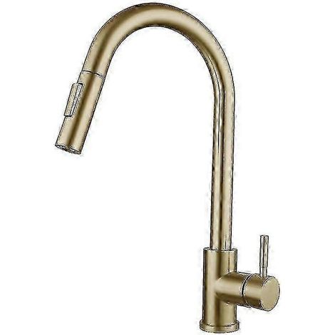 Robinet de cuisine avec capteur tactile, finition or brossé, rotation à 360°, acier inoxydable, amovible.-AquaForge (1/2)
