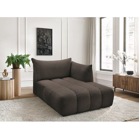 BOBOCHIC - Méridienne pour canapé modulable AZRA tissu bouclette Angle droit Marron (1/5)