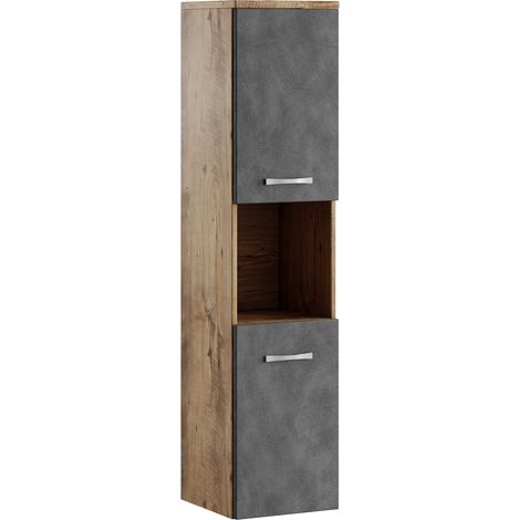 Mobiletto da bagno Montreal 30 x 30 x 131 cm Rovere Castagno / Grigio