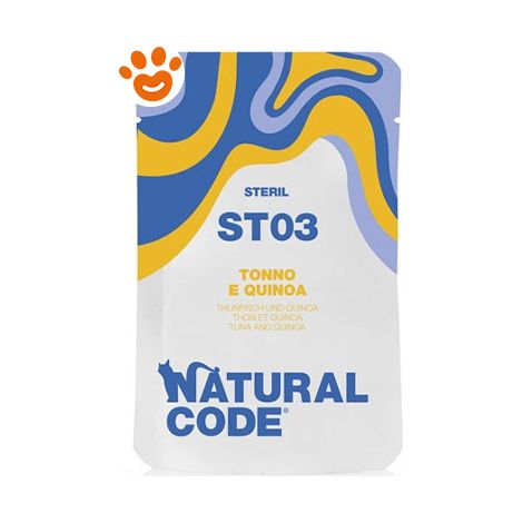 Natural Code ST03 Cat Adult Sterilizzato al Tonno e Quinoa - Natural Code ST03 Cat Adult Sterilizzato al Tonno e Quinoa - Bustina Da 70 Gr