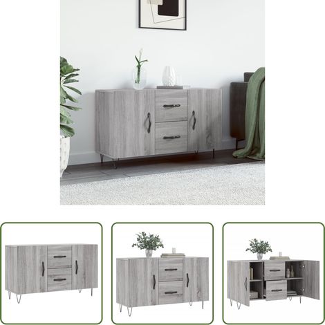 vidaXL Metallbeine - Sideboard Grau Sonoma 100x36x60 cm Holzwerkstoff (1/5)