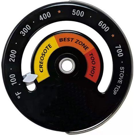 Lot de 1 Thermomètre pour Cheminée et Poêle, Jauge de Thermomètre Magnétique pour Tuyau de Cheminée en Bois Rond Four (1/5)