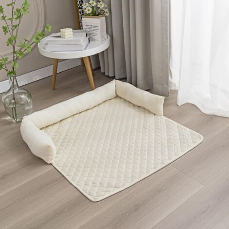 BUNTHAUS Lit pour chien - Protection canapé - Lit pour chien fait à la main - Lavable - Coussin de canapé - Tapis moelleux pour chiens de grande, moyenne et petite taille - Beige - 90 x 90 cm (1/4)