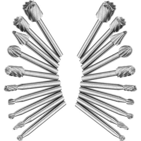 20pcs 3.1mm Queue Rape Rotative en Acier à Grande Vitesse à bois et plastique Pour Dremel Rotatif Outil Utilisé Pour Fine Sculpture Sur Bois,Plastique,Fraises Rotatives (1/5)