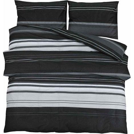Maison Exclusive - Bettwäsche-Set Schwarz und Weiß 200x200 cm Bau